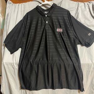 Russell Athletic black striped polo shirt with  Mississippi State University XXL